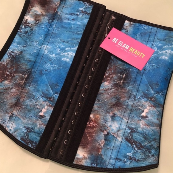 (2XS) OCEAN BLUE MARBLE WAIST TRAINER CORSET - Picture 7 of 8
